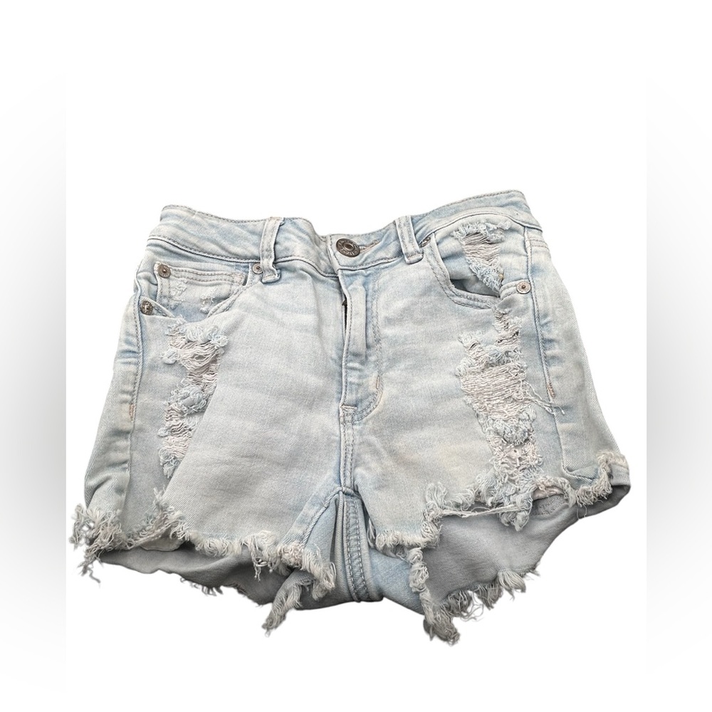 American Eagle Outfitters Light Blue Distressed Denim Shorts